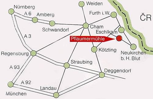 Karte Bayerischer Wald - So finden Sie unseren Ferienhof im Bayerischen